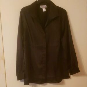 Anthony Richards Classic Black Shirt With Hidden Buttons Down The Front, Size L